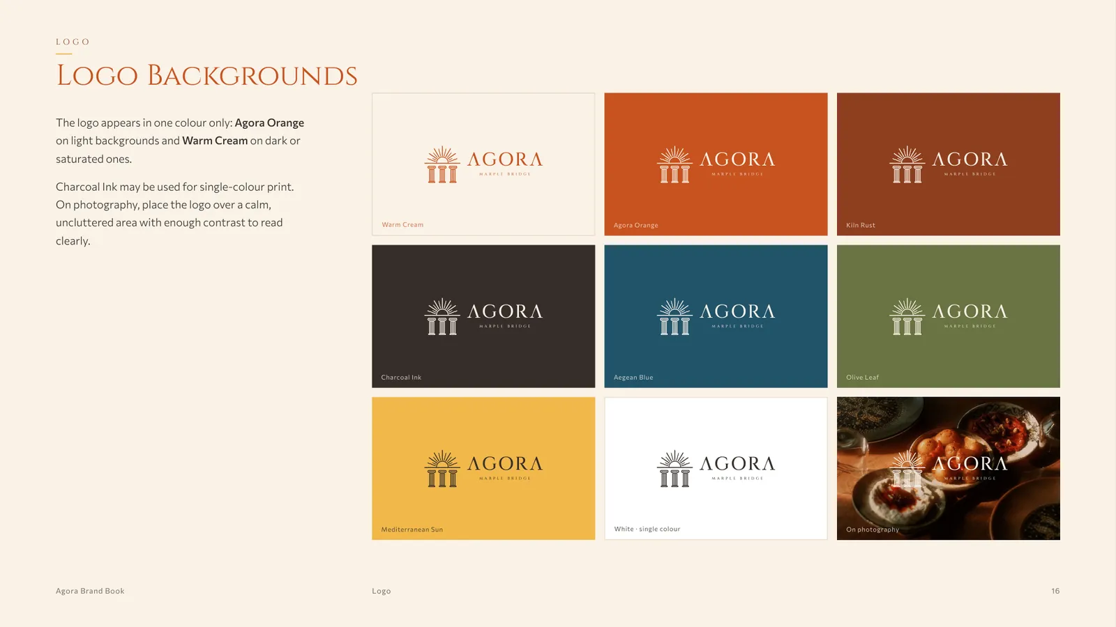 Logo on brand backgrounds