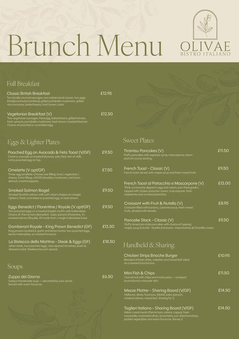 Brunch menu