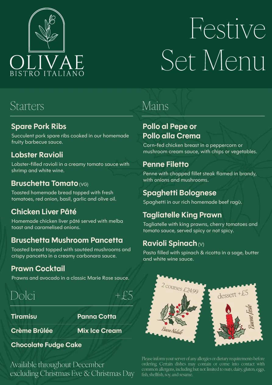 Festive set menu